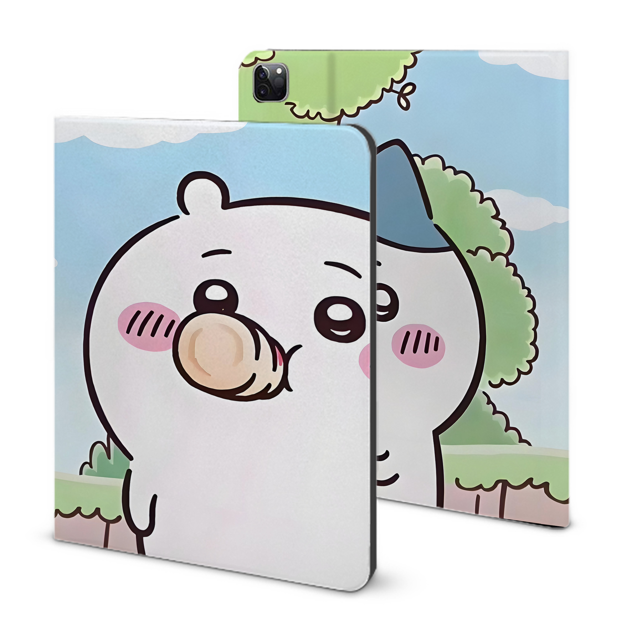 （画像用） ちいかわ Chii-kawa IPad ケース ブック型 PUレザー TPU 耐衝撃 軽量 薄型 ペン収納なし 全面保護 IPad 各モデル対応